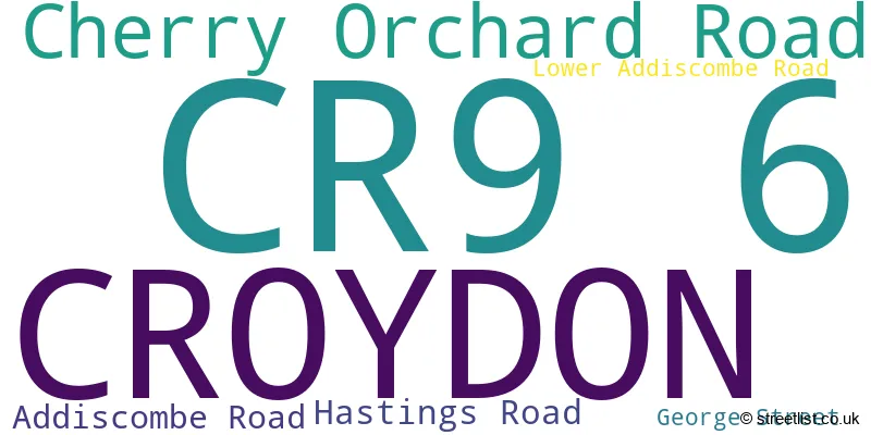 A word cloud for the CR9 6 postcode